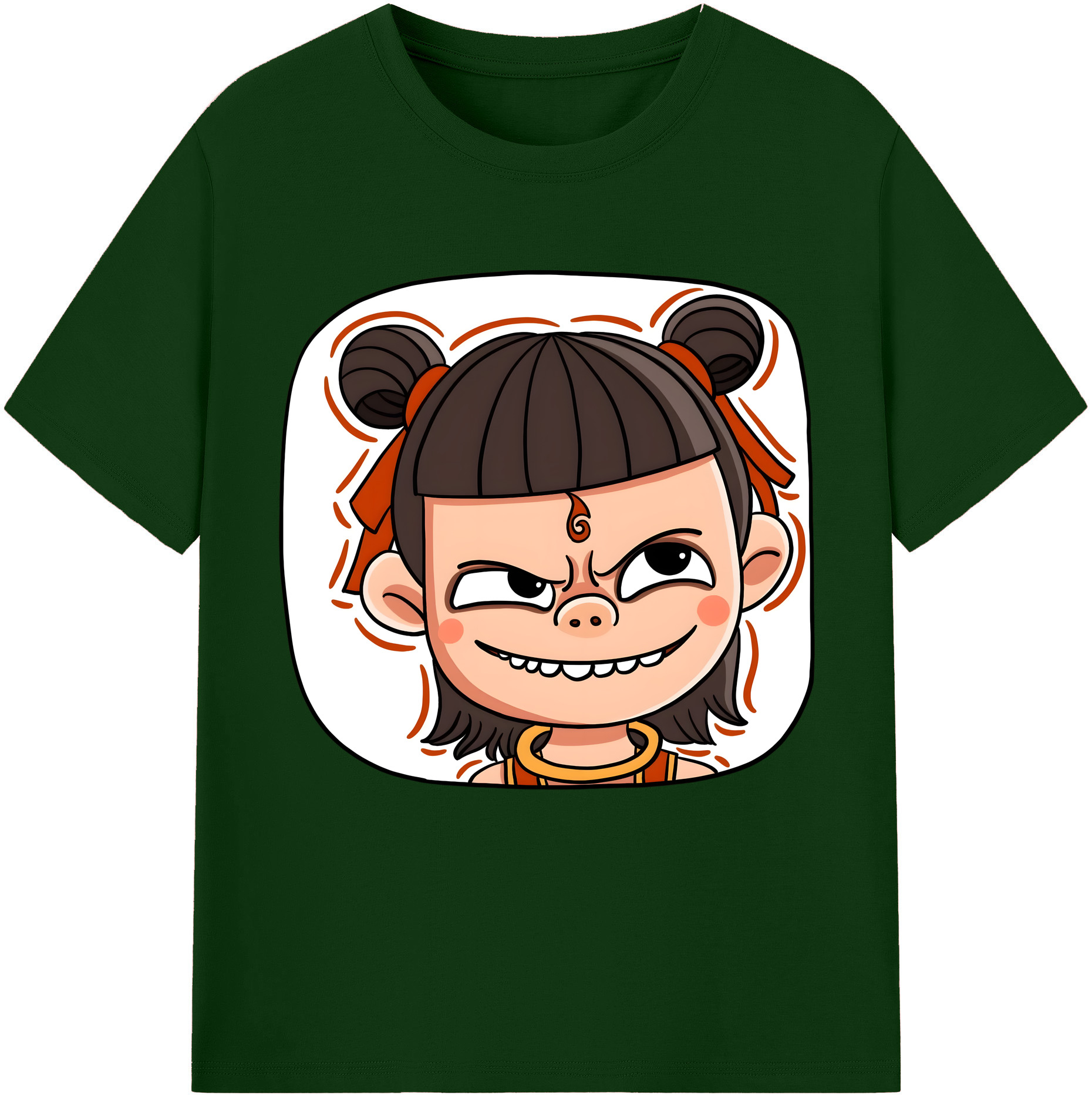 （画像用） Ne Zha 2 ナタ 魔童の大暴れ 綿100％半袖Tシャツ（フロントプリント）